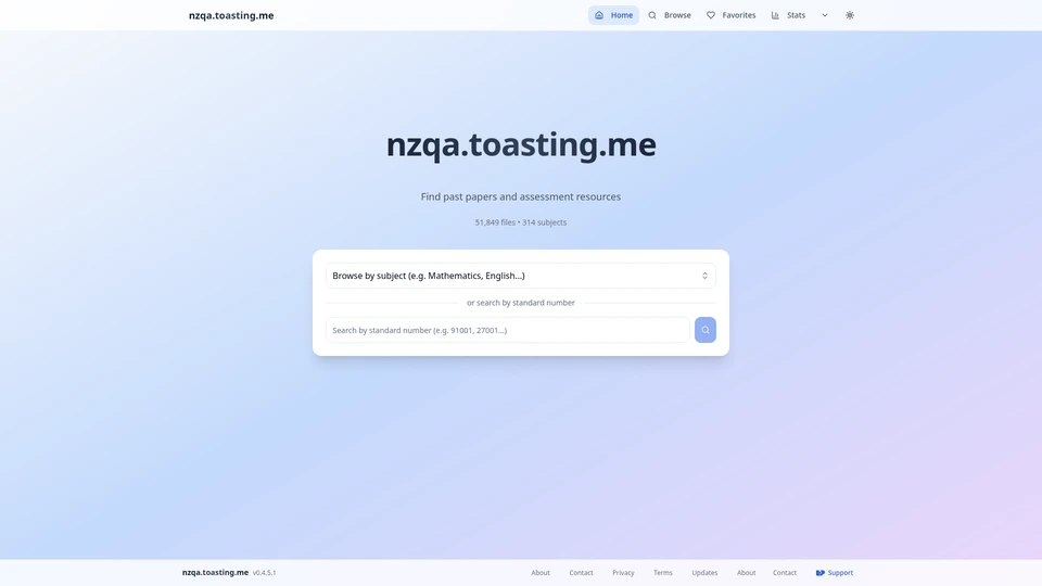 Screenshot of NZQA Archive